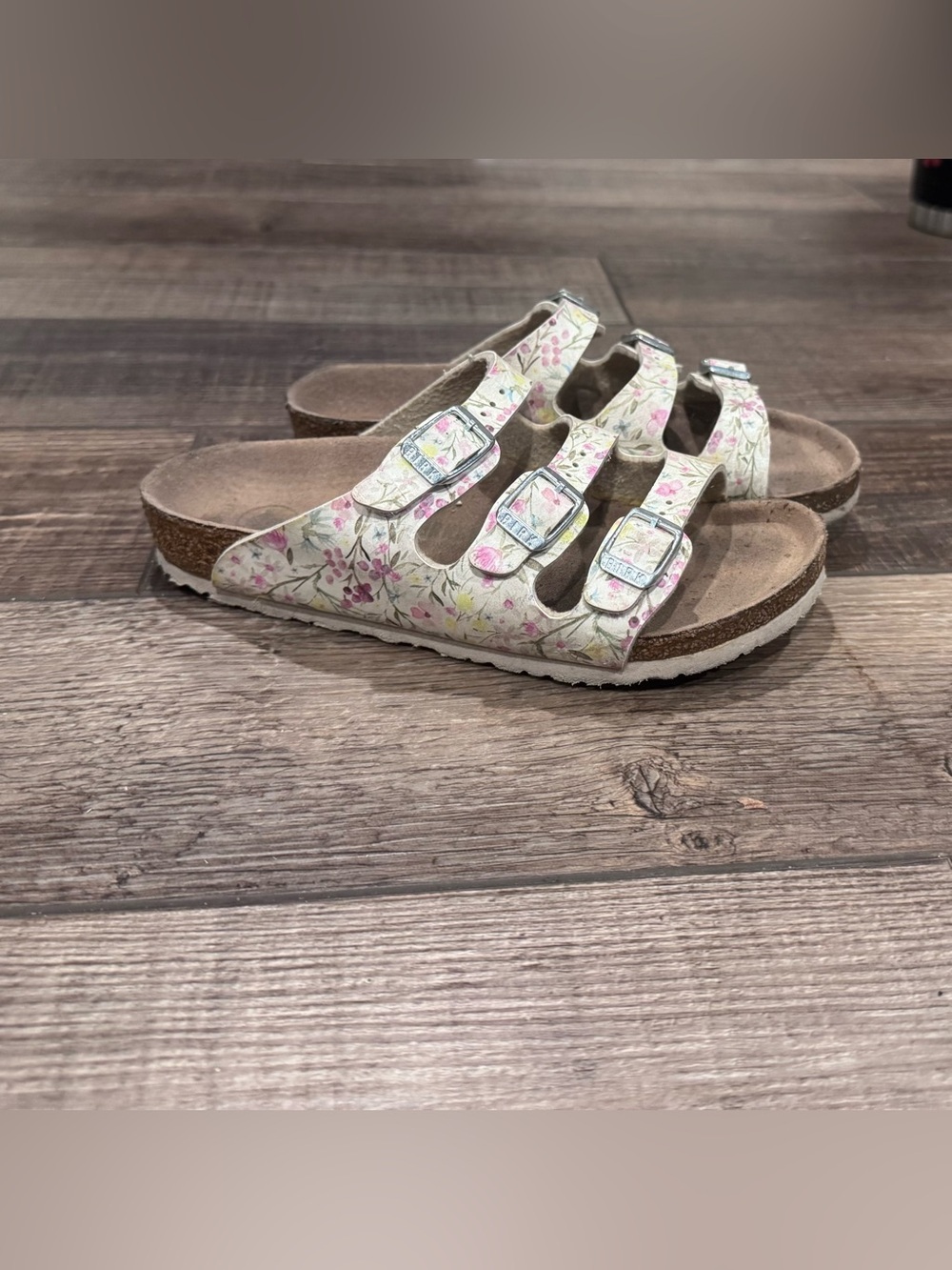 Birkenstock Girls Size 31 White Sandals US Kids 13-13.5 Boho Floral